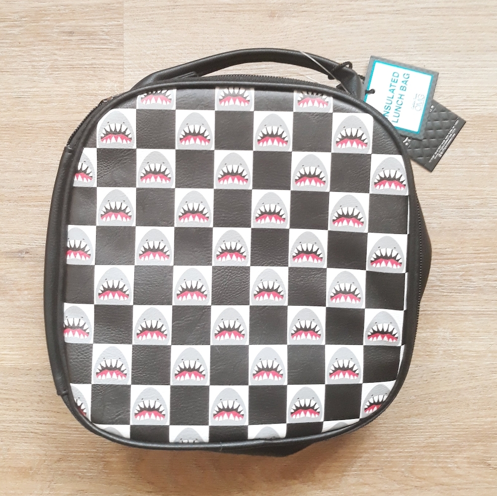 OMG Accessories Shark Checker Print Insulated Lunch Bag